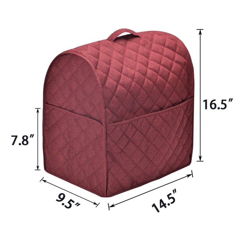 NALAN Stand Mixer Dust Cover with 3 Pockets Compatible with KitchenAid Tilt Head, Easy Cleaning,Can Ironable (Red Wine, Fits for 6-8 Quart) - Image 4